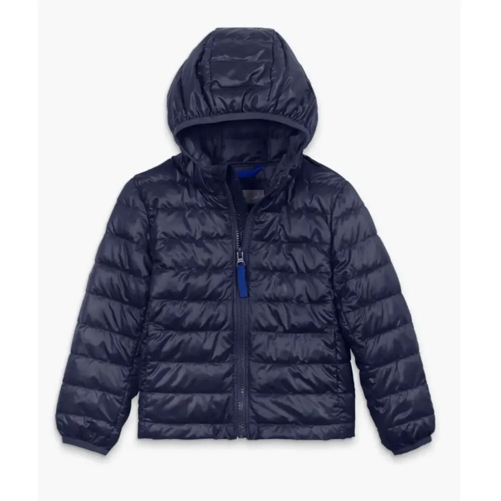 Primary Toddler Sz 2T Lightweight Water Repellent Puffer Jacket Navy‎ Blue Hood